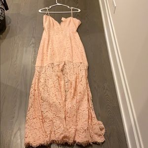 Gorgeous lace open back spaghetti strap long dress